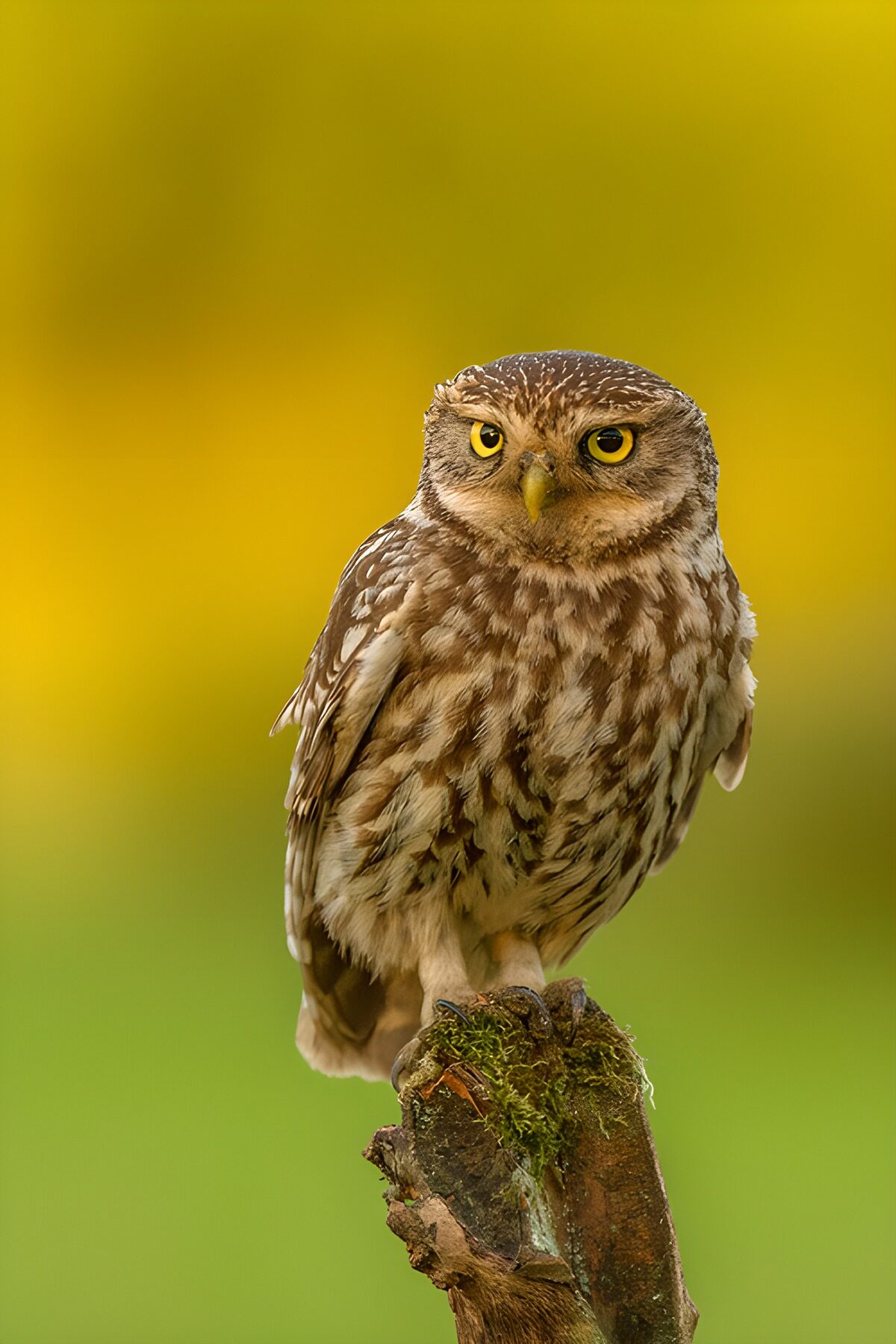 Hibou mignon sur un perchoir