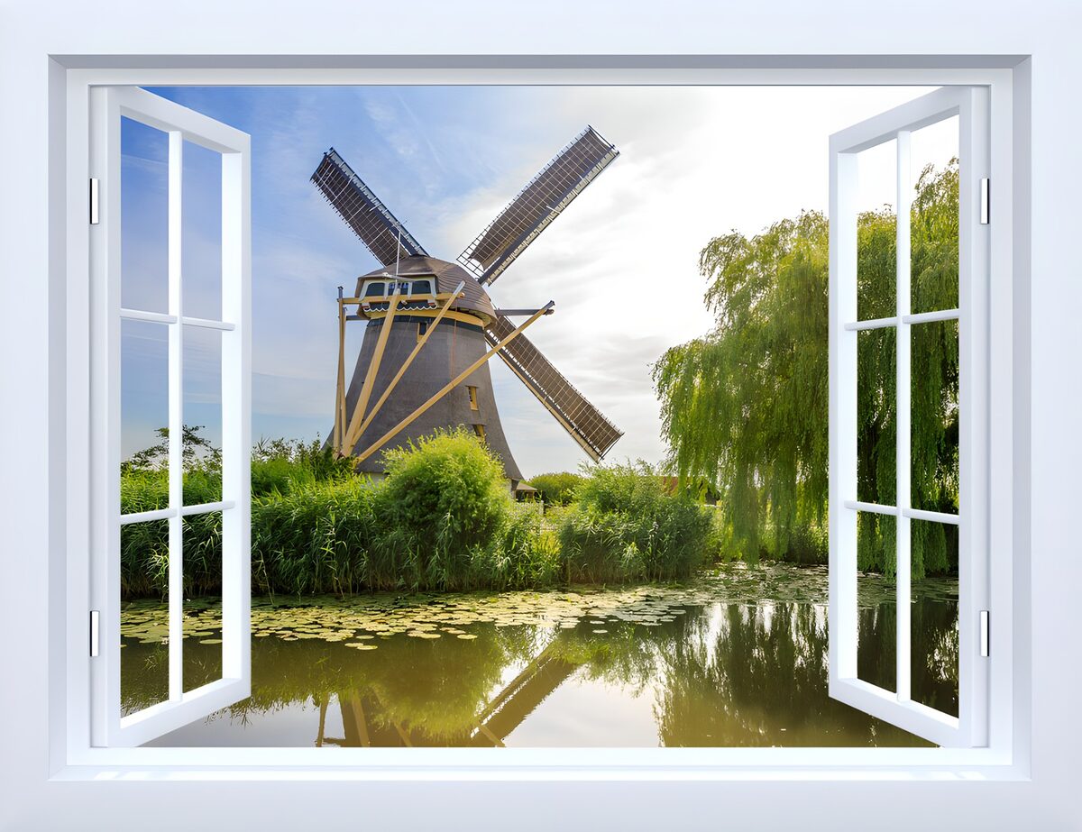 : Vue d'un moulin à vent pittoresque