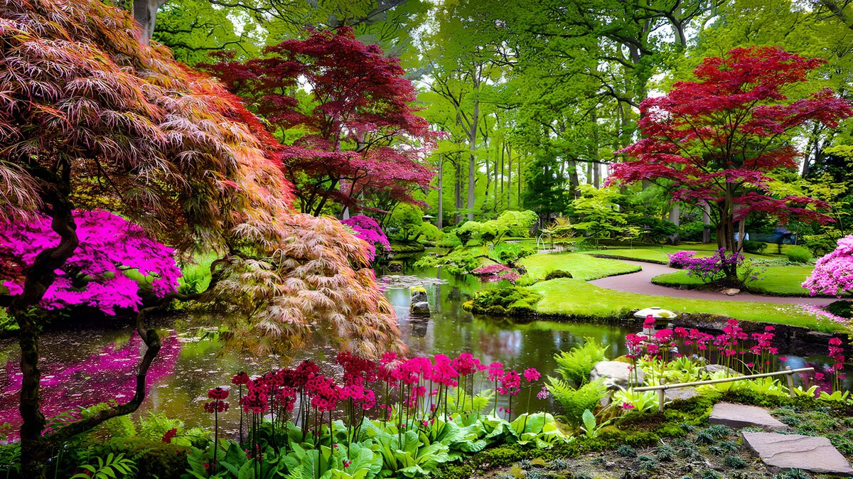 TPFR86451: Jardin paisible en pleine floraison