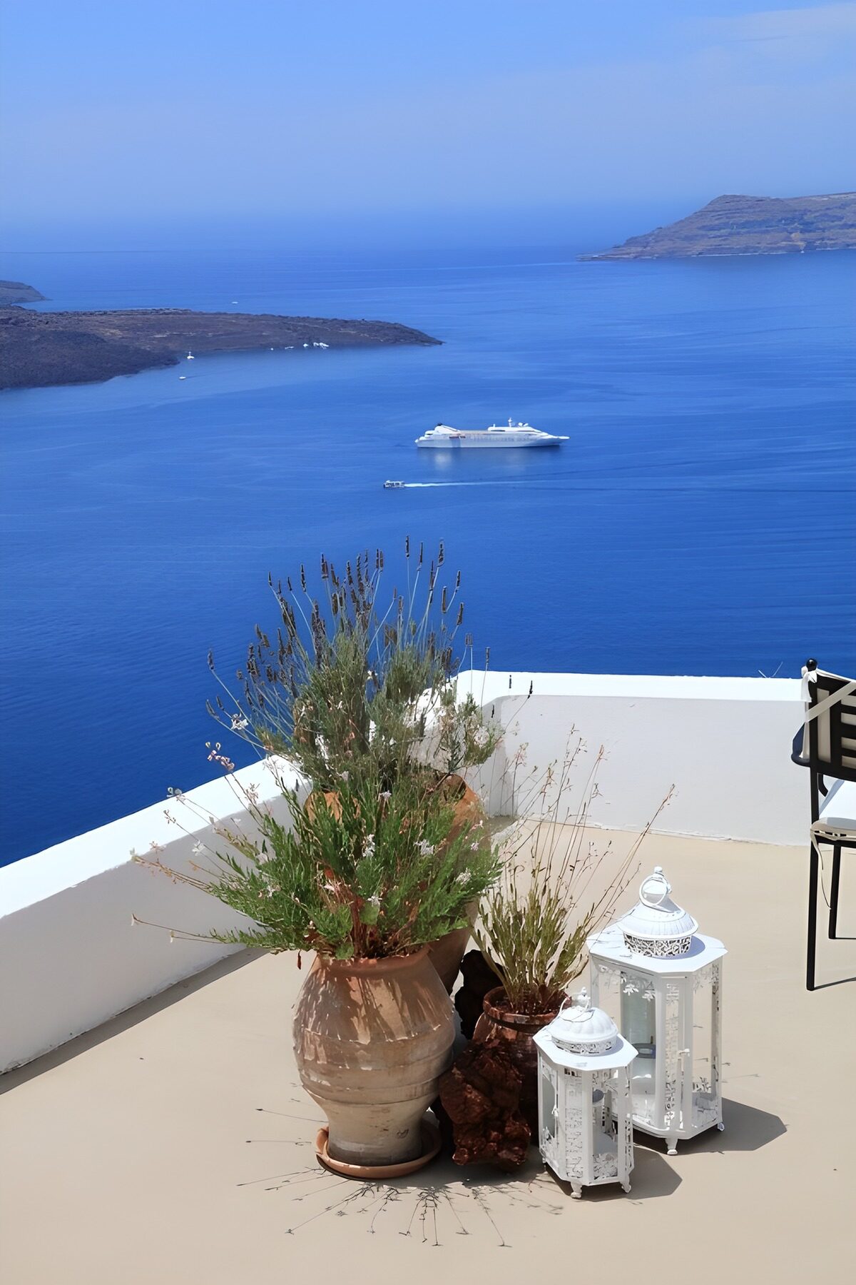 Vue panoramique sur mer à Santorin