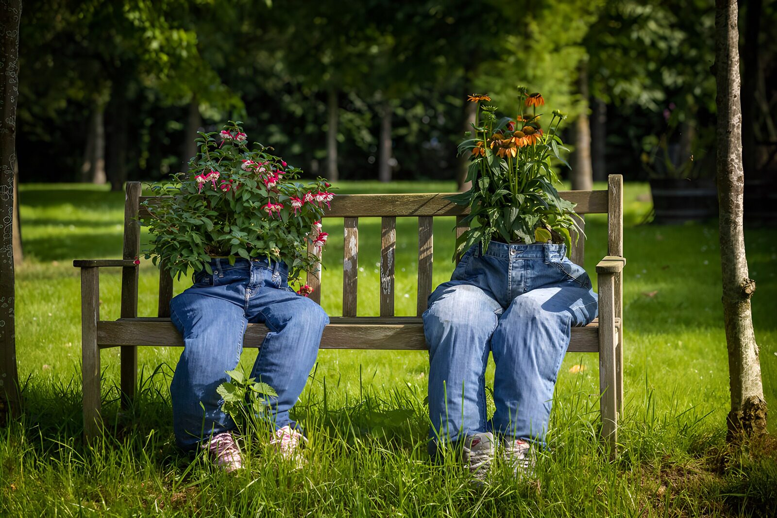 TPFR96934: Rires et Nature sur un Banc