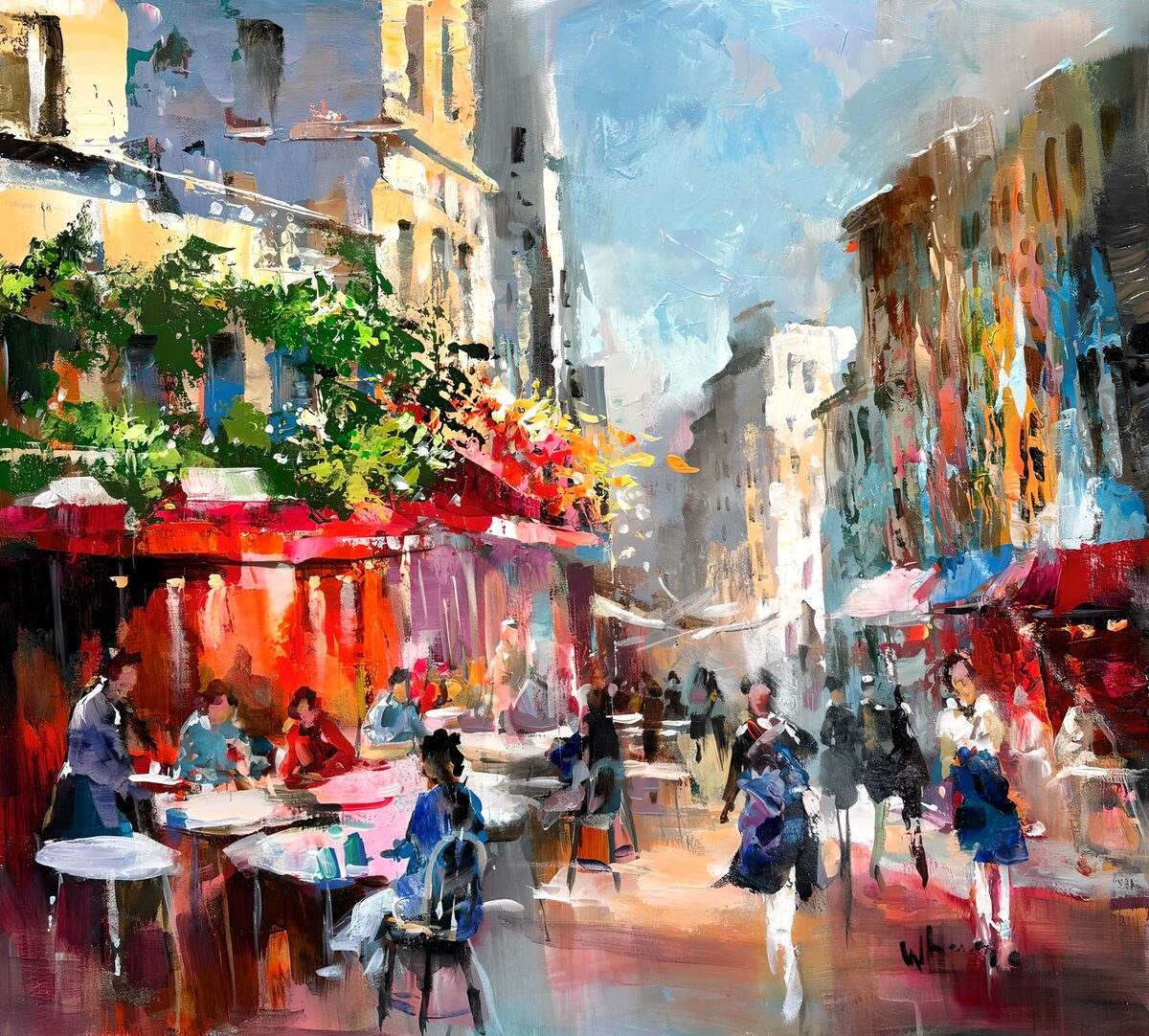 Café animé au cœur de la ville