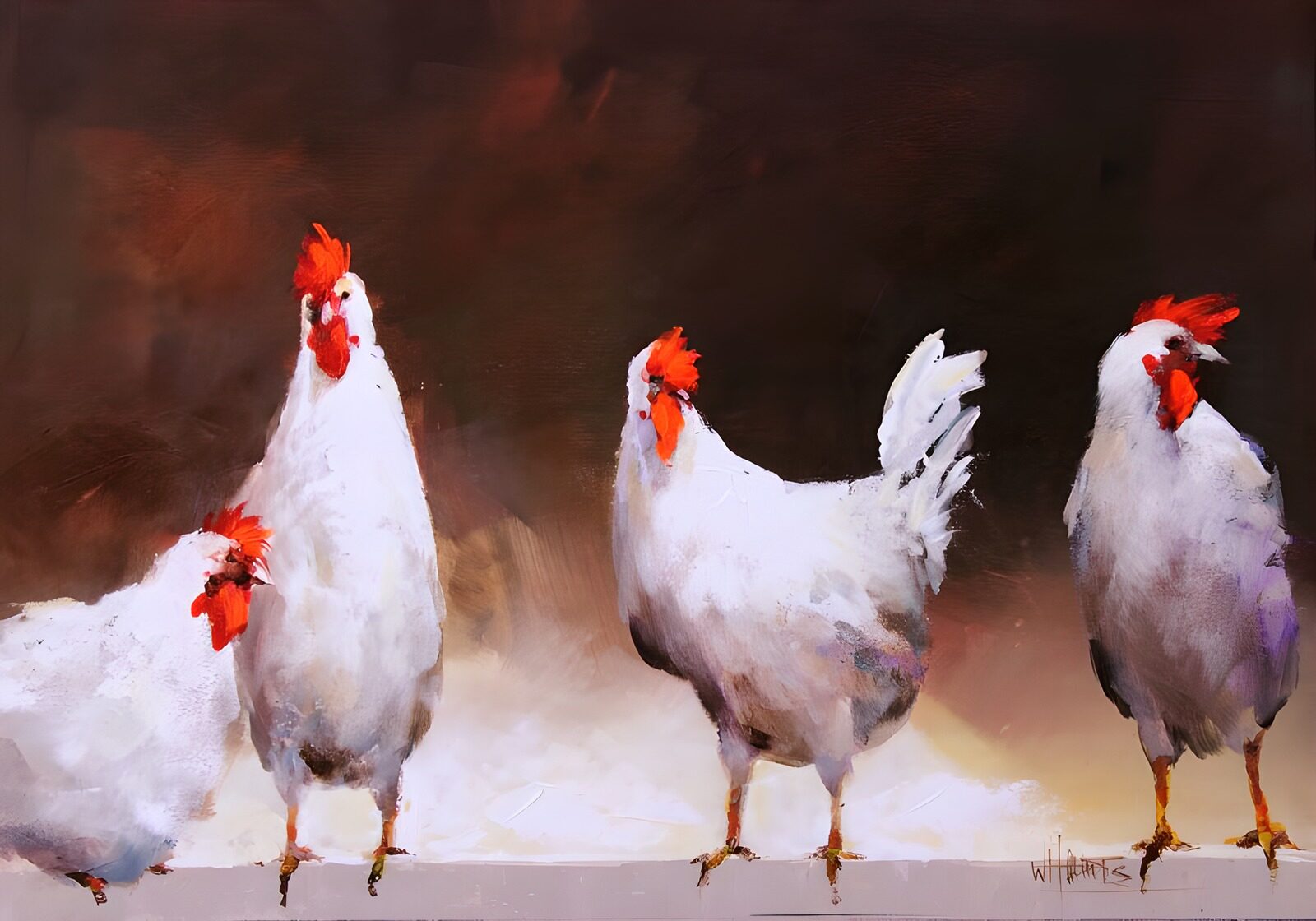 TPFR90900: Peinture de 4 poules