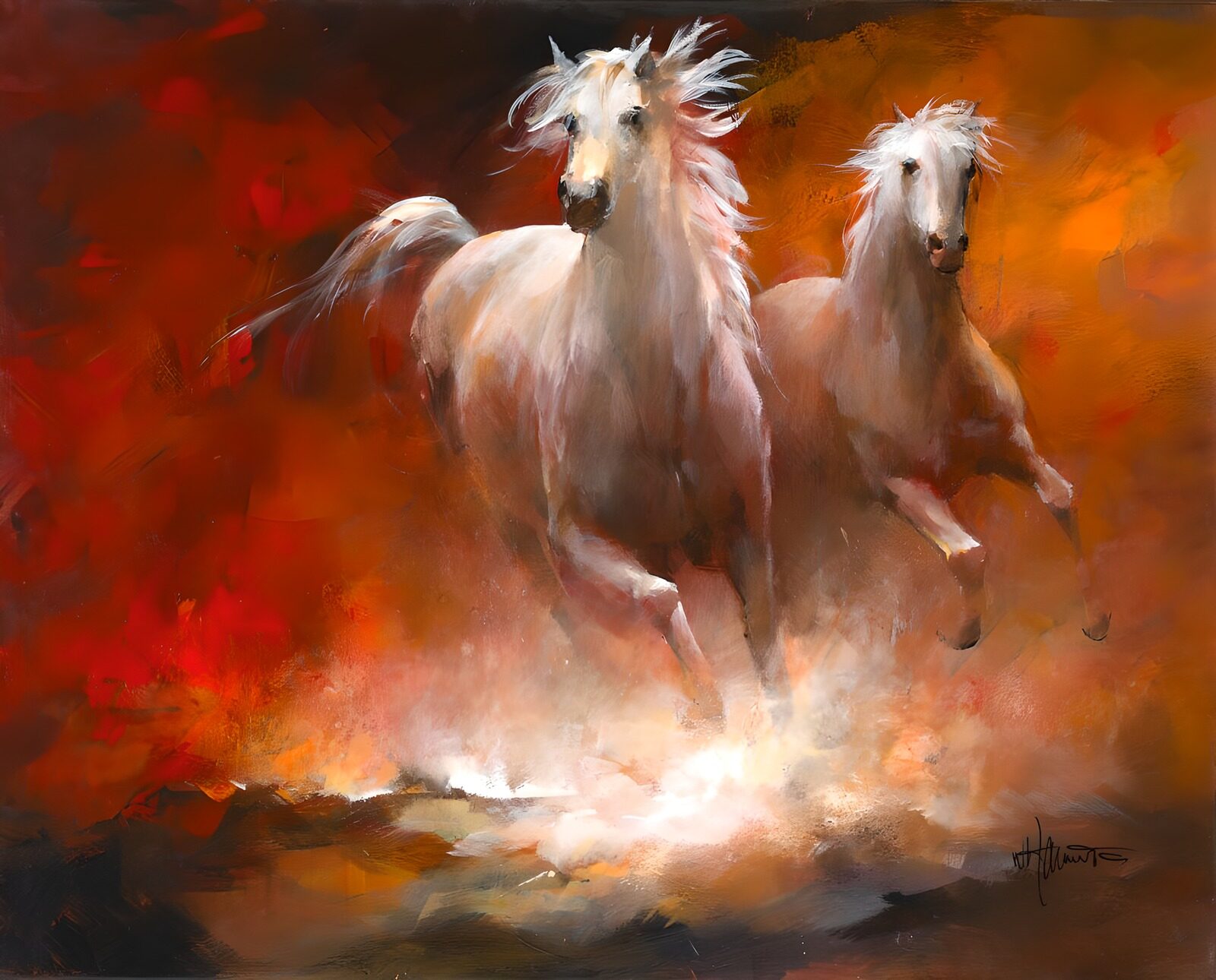 TPFR73309: Peinture de chevaux au galop