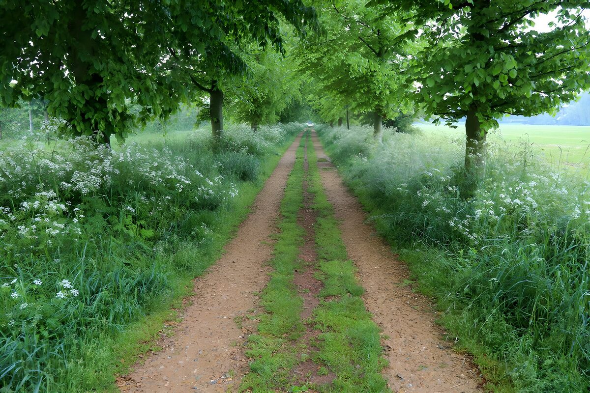 TPFR12917: Chemin verdoyant entre les arbres