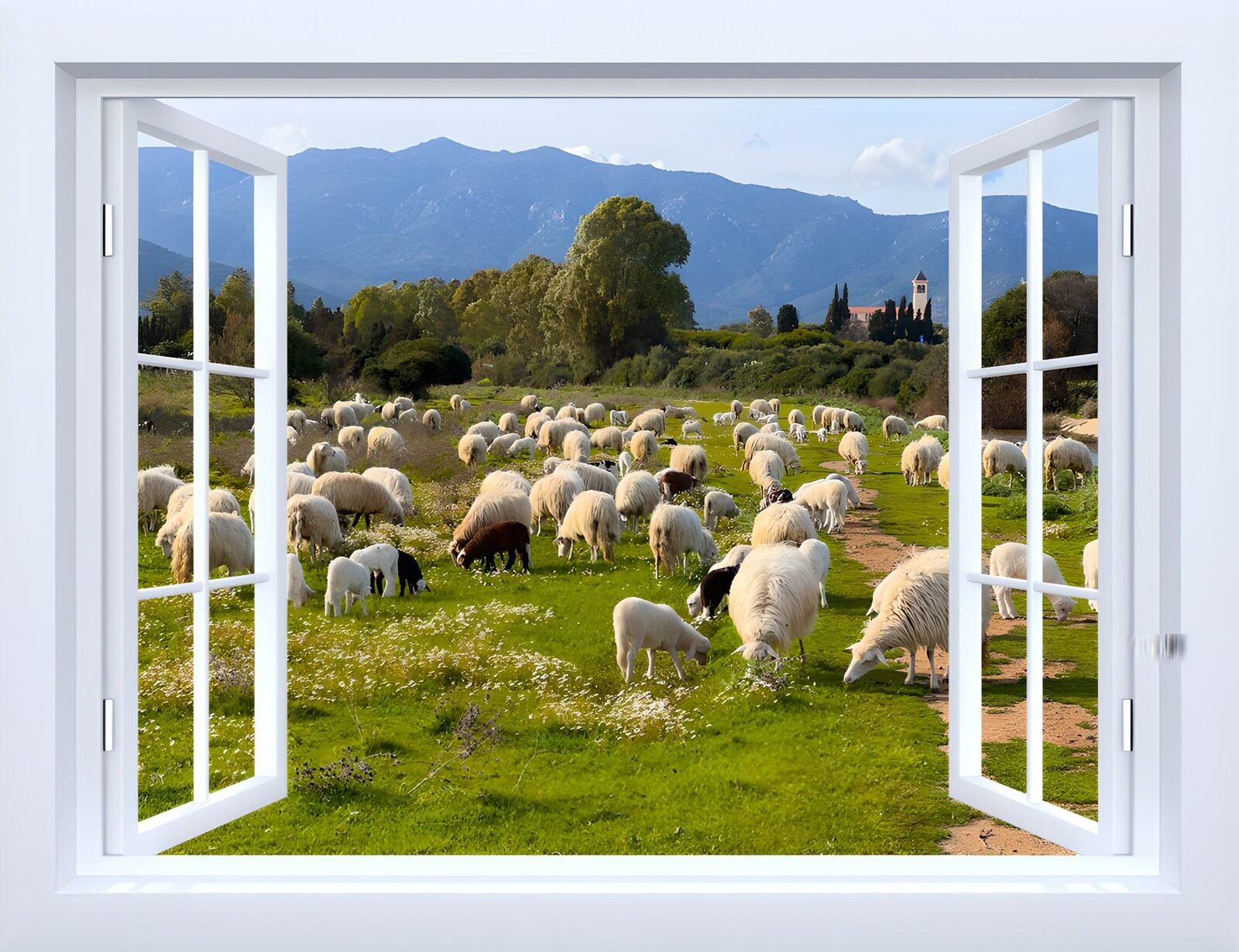 TPFR47614: Vue sur un troupeau de moutons