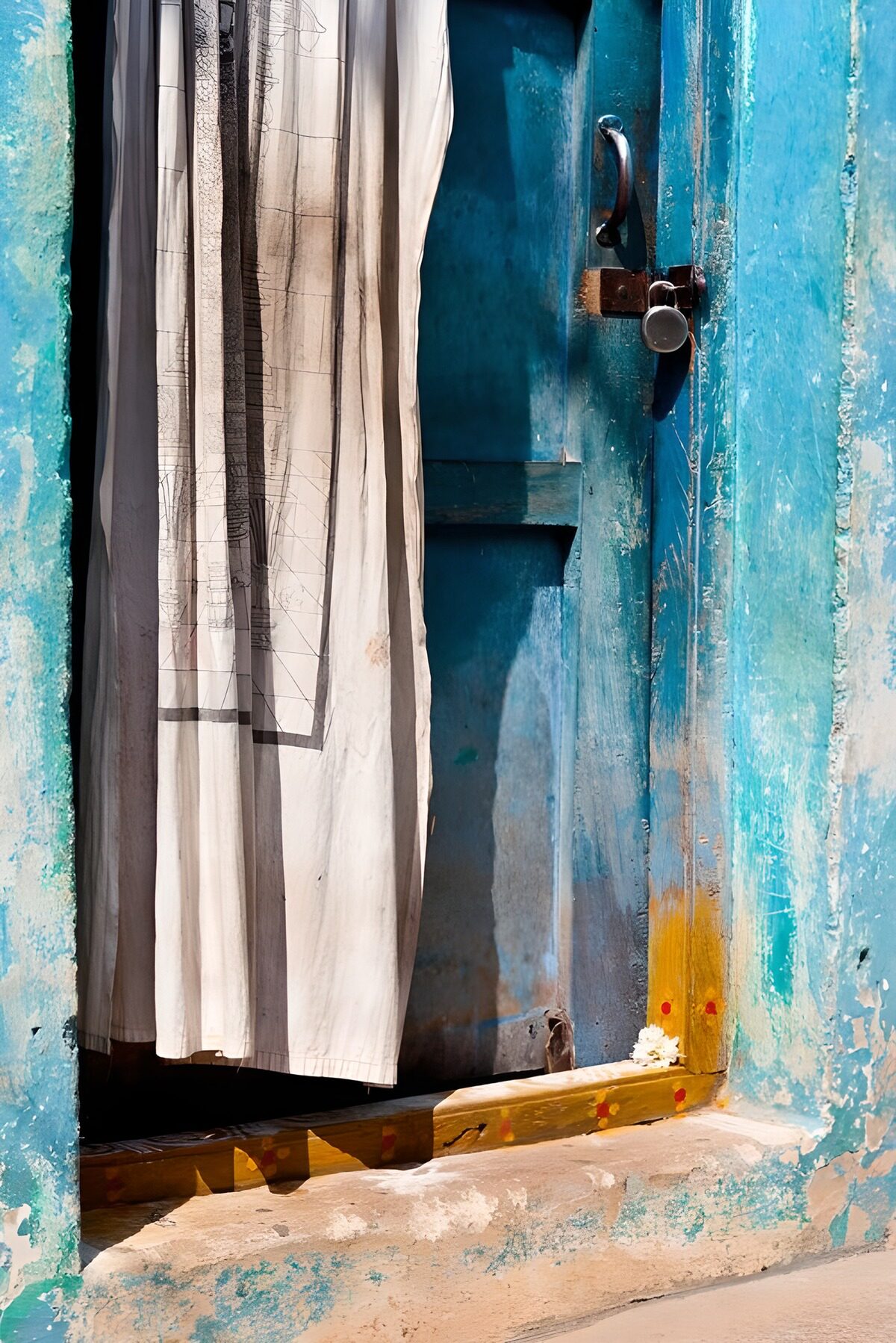 TPFR69420: Porte colorée en bois bleu