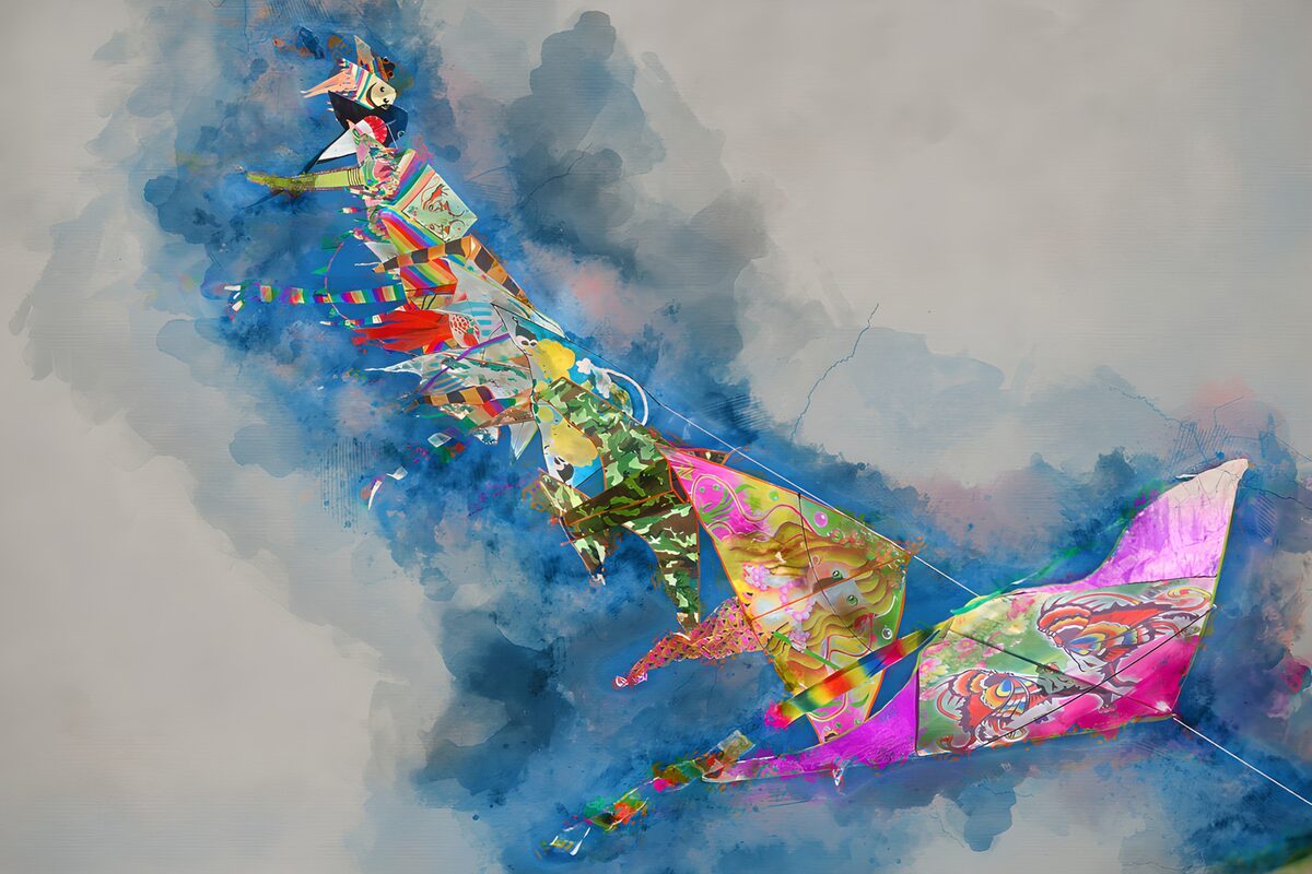 Cerf-volant coloré dans le ciel