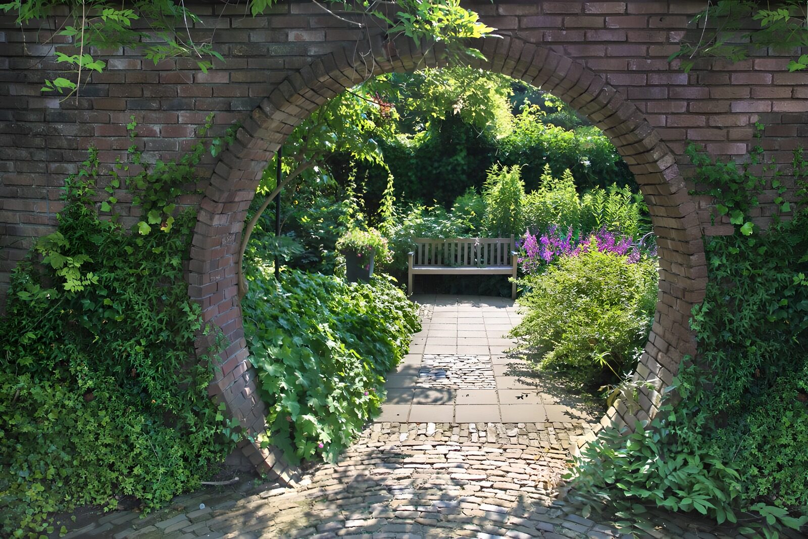 TPFR70277: Entrée pittoresque dans un jardin