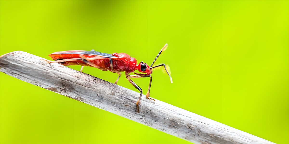 TPFR25883: Insecte rouge sur une brindille