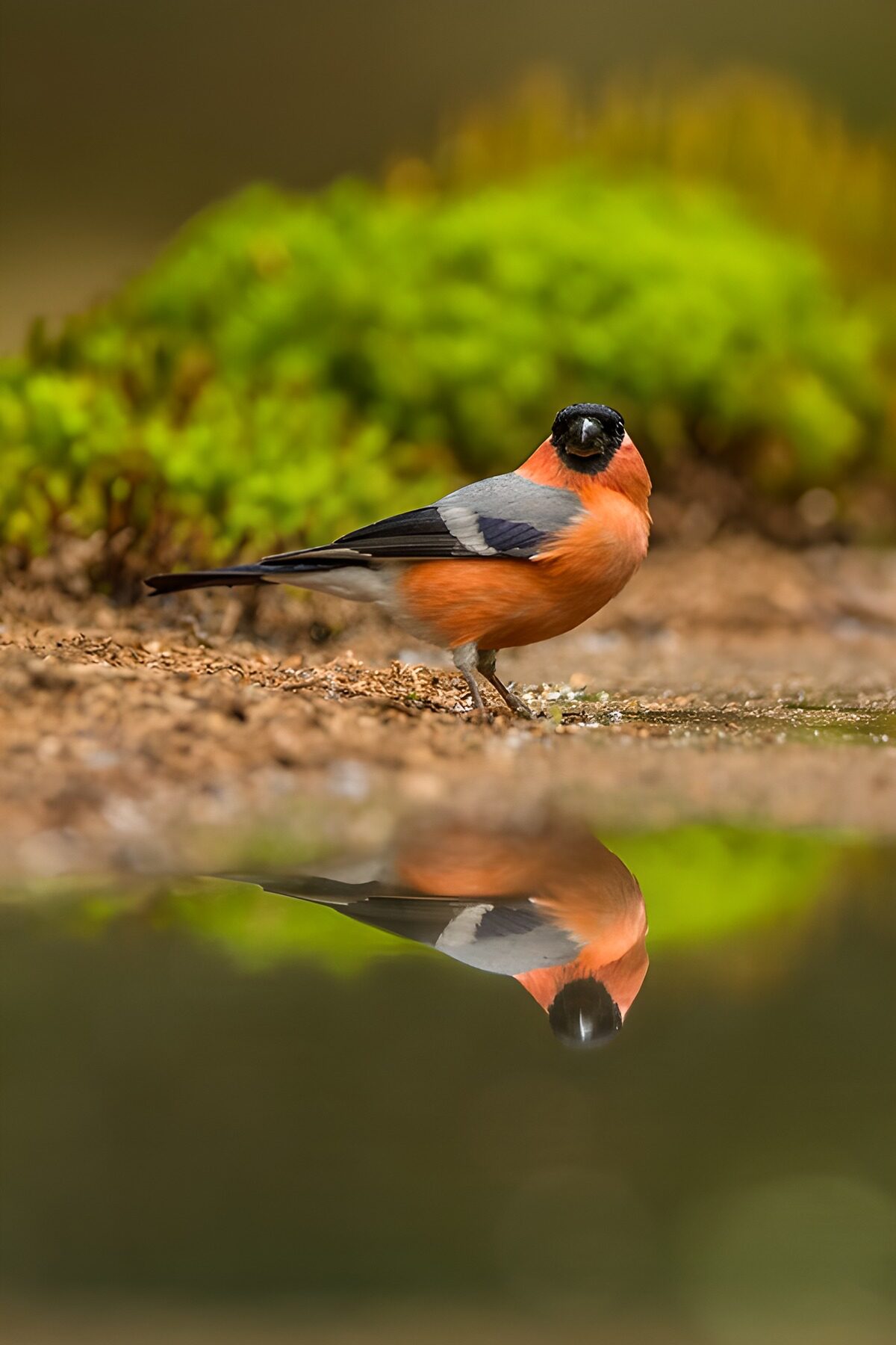 TPFR18002: Oiseau en reflet au bord de l'eau