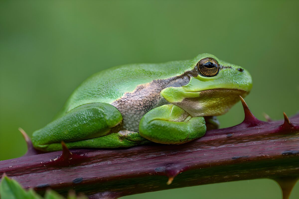 TPFR78213: Grenouille verte sur une tige épineuse