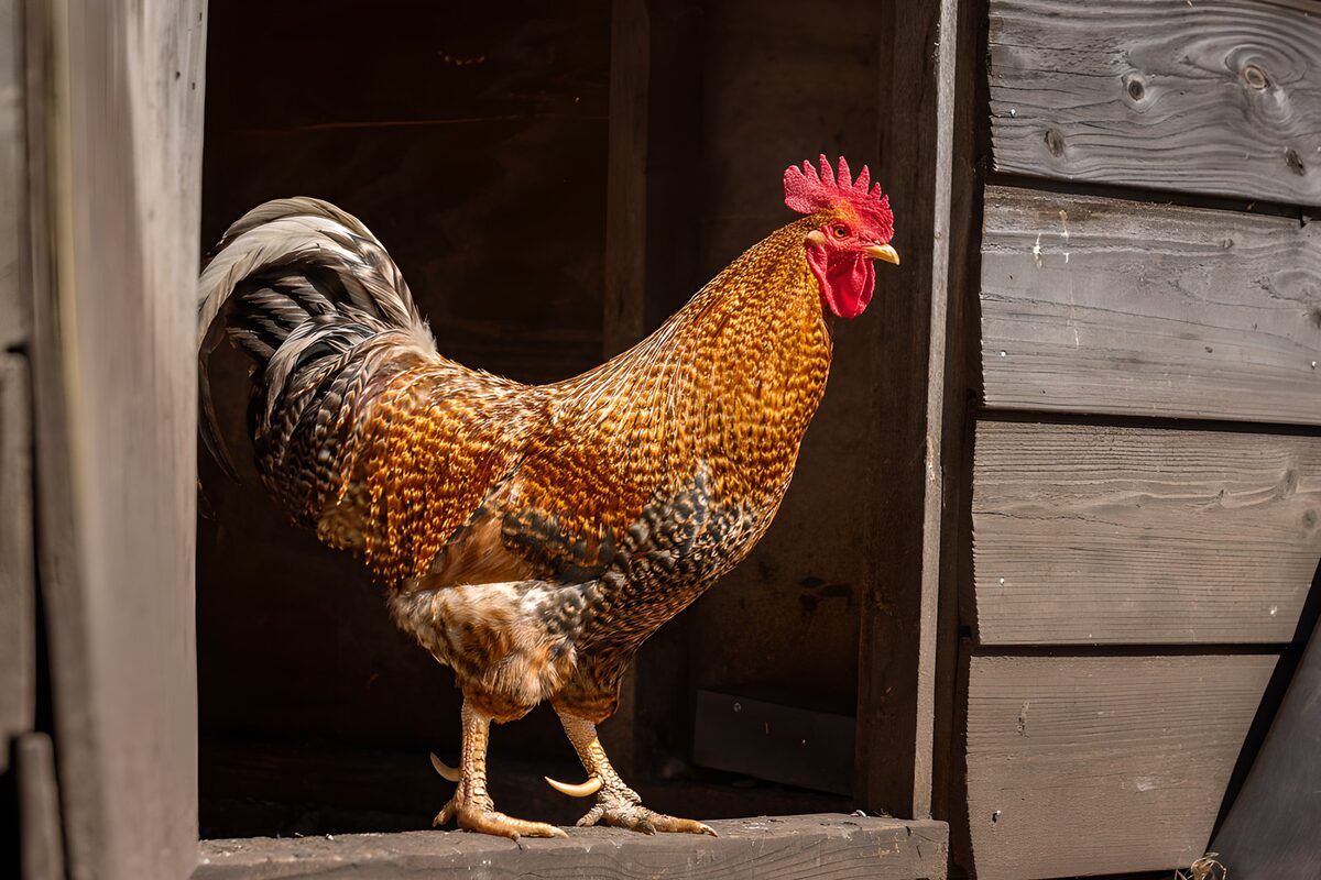TPFR20406: Coq vibrant sur le perchoir