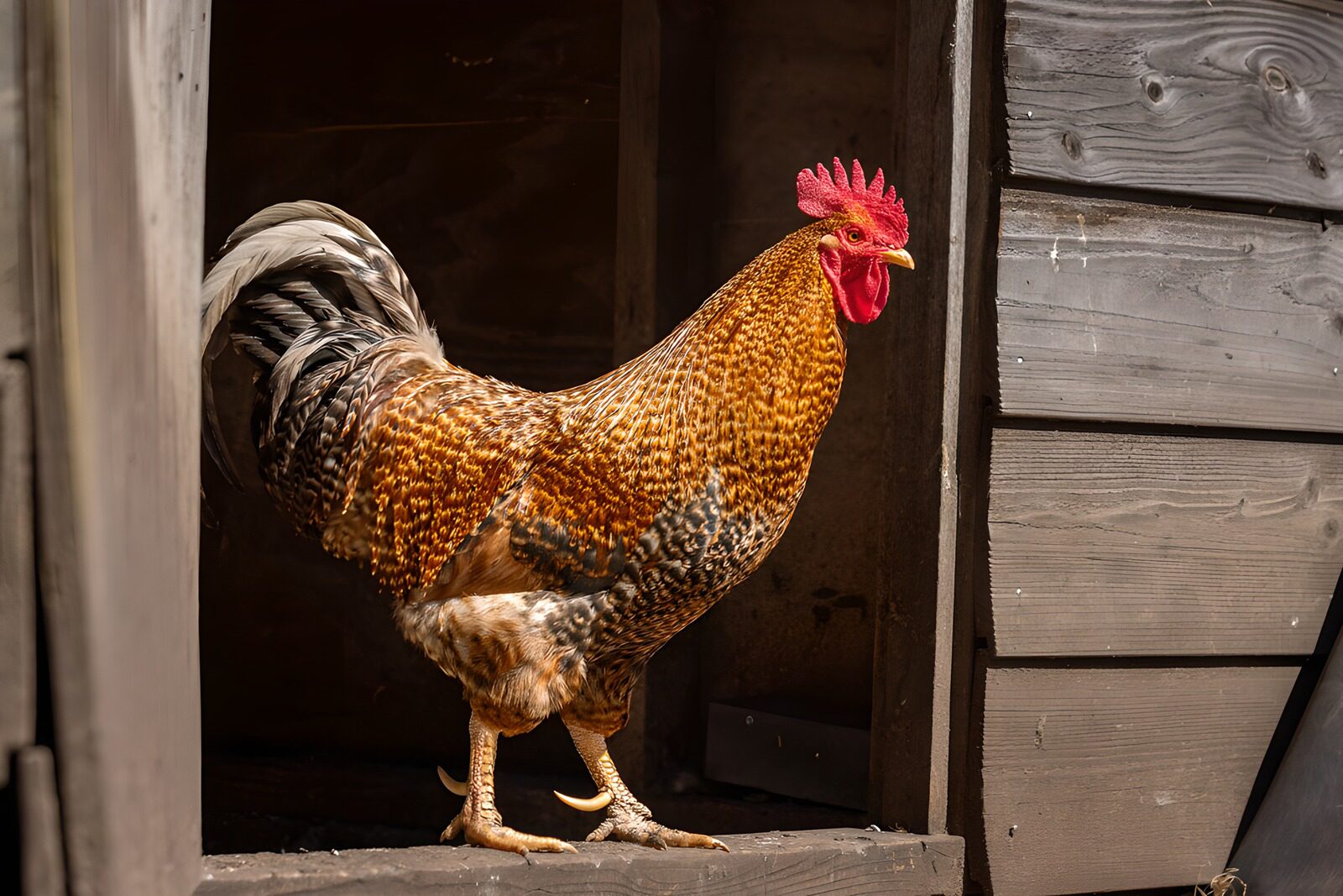 TPFR20406: Coq vibrant sur le perchoir