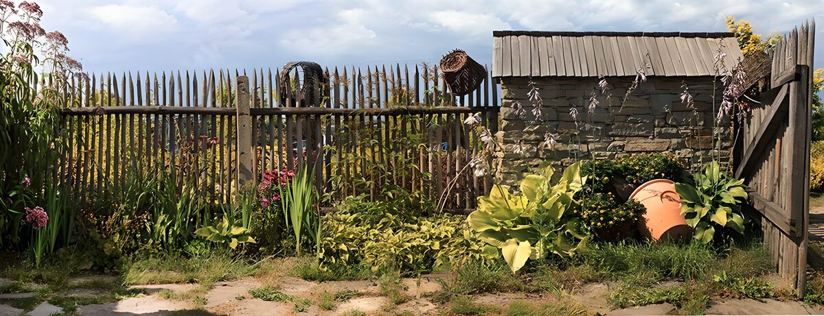TPFR53456: Jardin champêtre et clôture en bois