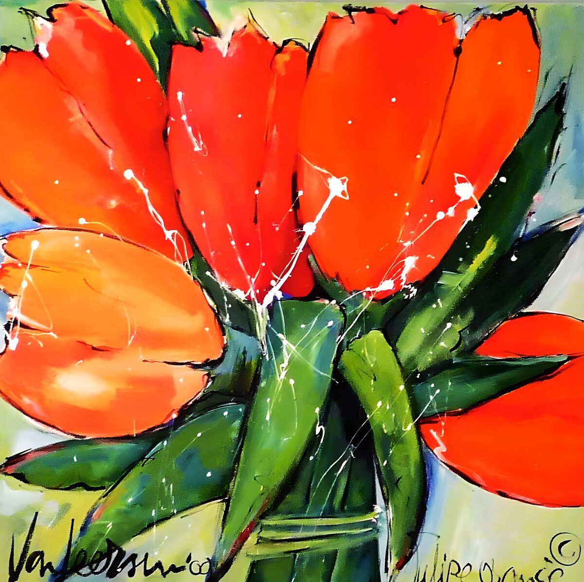 TPFR84275: Bouquet de tulipes rouges éclatantes