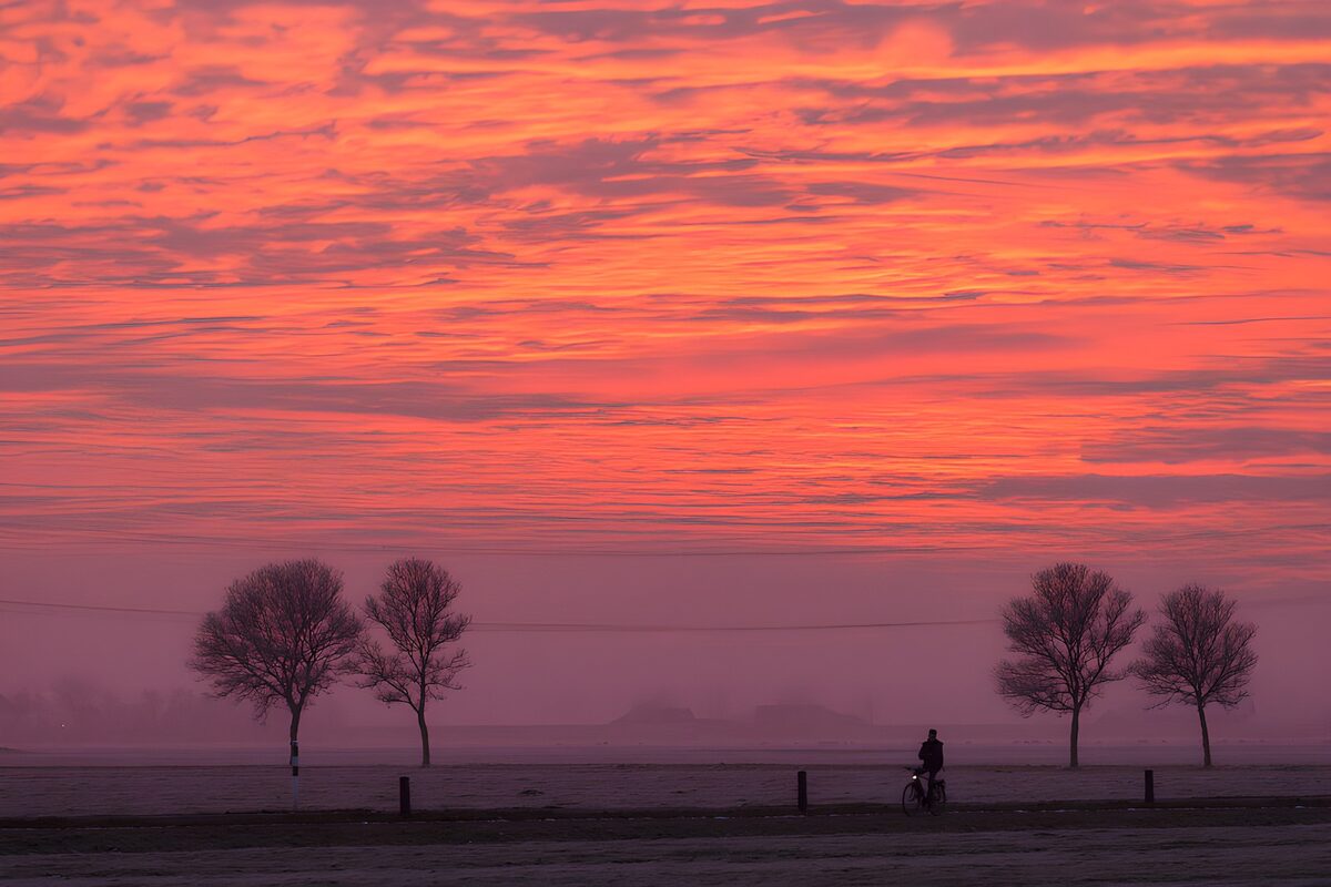 TPFR41156: Coucher de soleil sur le paysage hivernal