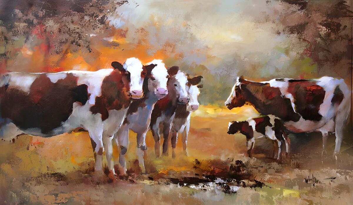 Peinture d'un troupeau de vaches 2