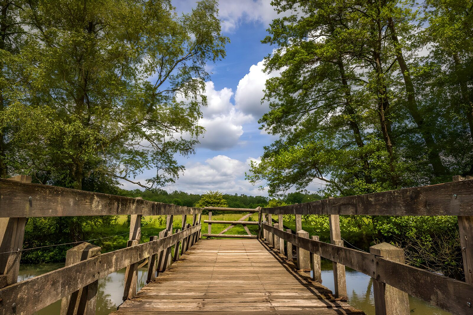 TPFR90632: Pont en bois dans la nature verdoyante