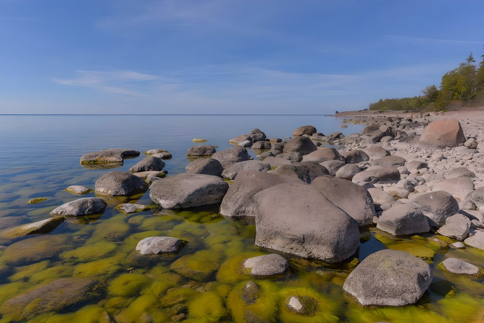 TPFR78923: Plage tranquille aux rochers de granite