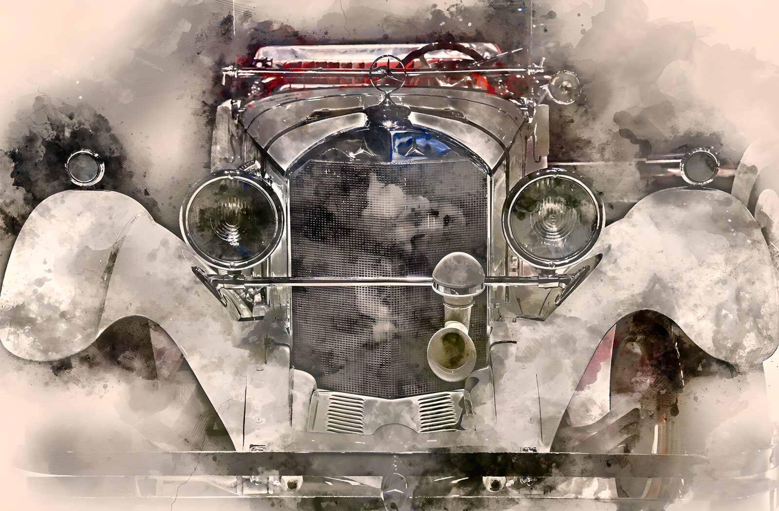 TPFR85639: Autos vintage en peinture aquarelle