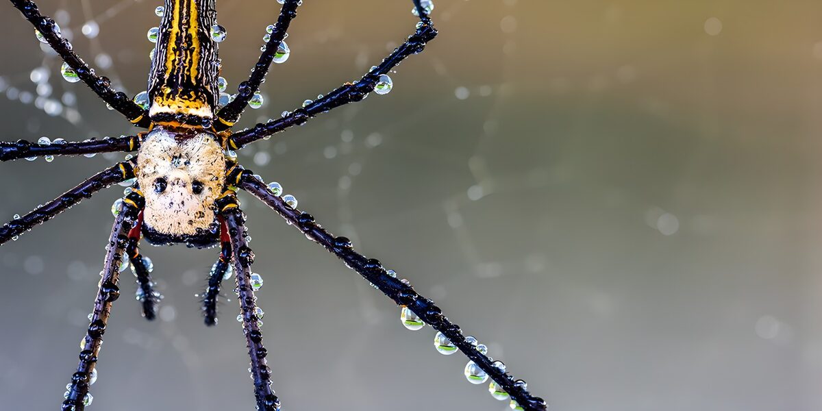 Araignée et perles de rosée