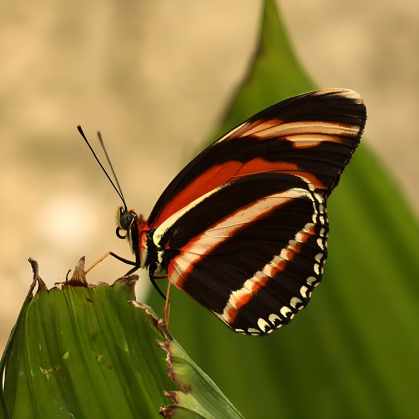 TPFR50721: Papillon de couleur vive posant sur une feuille