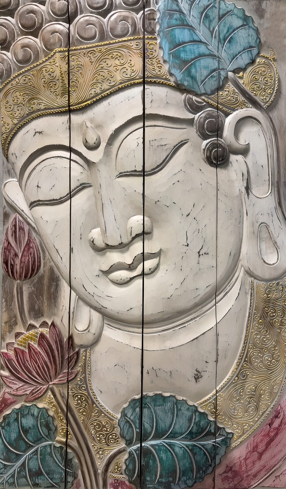 TPFR73030: Décor de Bouddha en bois sculpté